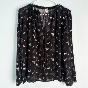 Nach Horse Novelty Print Hand Drawn Pattern Blouse Top